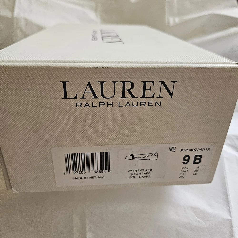 Lauren Ralph Lauren Jayna Red Leather Ballet Flats with Bow Detail - Picture 4 of 6